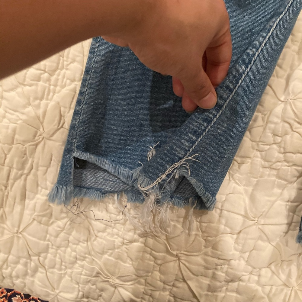 MOTHER Blue Frayed Hem Jeans - Picture 4 of 7